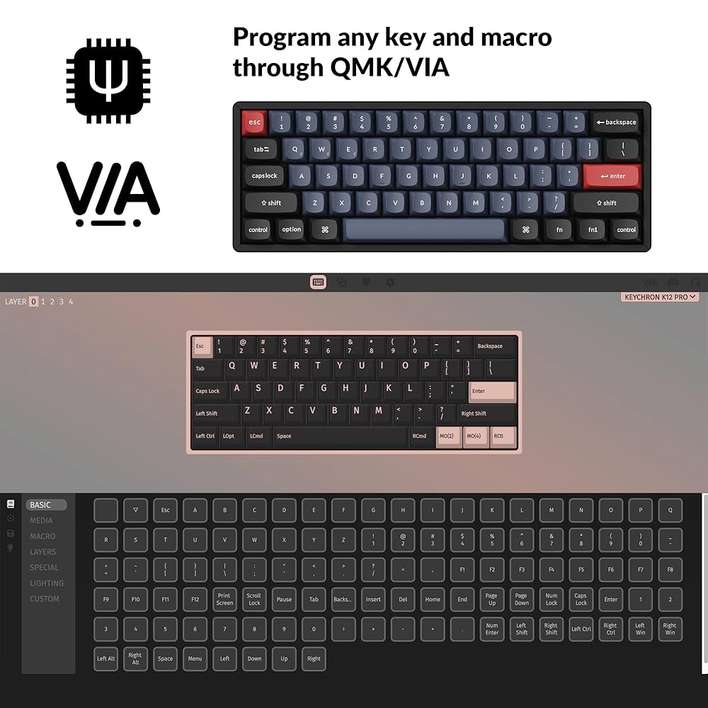 Amazon.com: Keychron K12 Pro QMK/VIA Wireless Mechanical